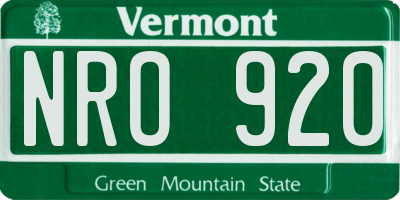 VT license plate NRO920