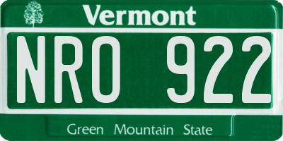 VT license plate NRO922