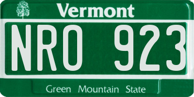 VT license plate NRO923