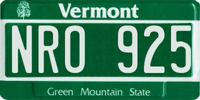 VT license plate NRO925