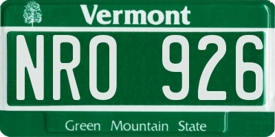 VT license plate NRO926