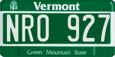 VT license plate NRO927