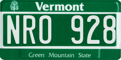 VT license plate NRO928