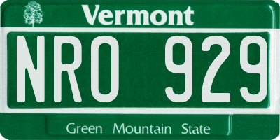 VT license plate NRO929