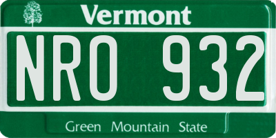 VT license plate NRO932
