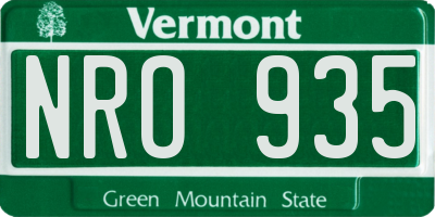 VT license plate NRO935