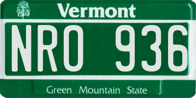 VT license plate NRO936
