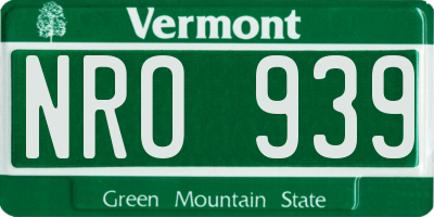 VT license plate NRO939