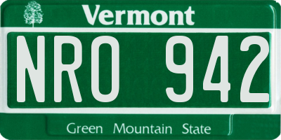 VT license plate NRO942