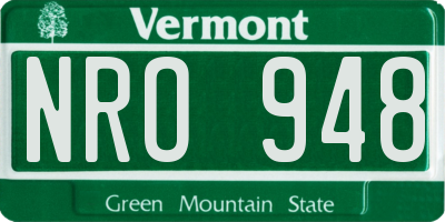 VT license plate NRO948