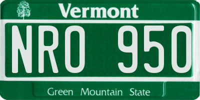 VT license plate NRO950