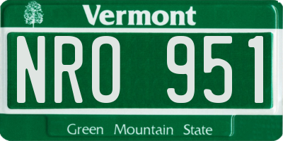 VT license plate NRO951