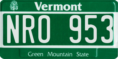 VT license plate NRO953
