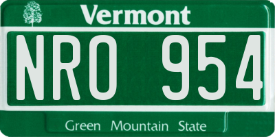 VT license plate NRO954