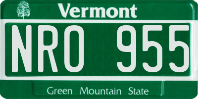VT license plate NRO955