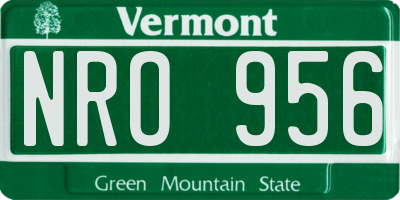 VT license plate NRO956