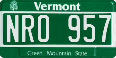 VT license plate NRO957