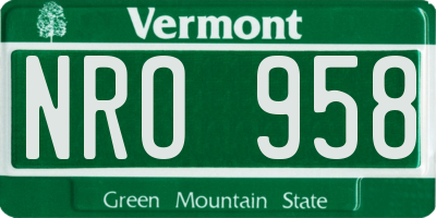 VT license plate NRO958