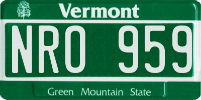 VT license plate NRO959
