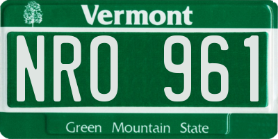 VT license plate NRO961