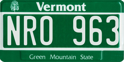 VT license plate NRO963