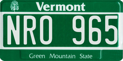 VT license plate NRO965