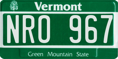 VT license plate NRO967