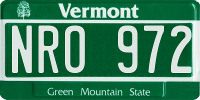 VT license plate NRO972