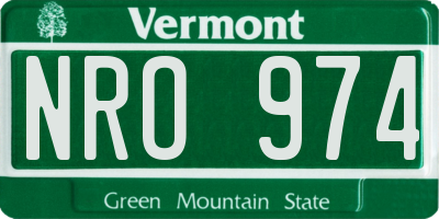 VT license plate NRO974