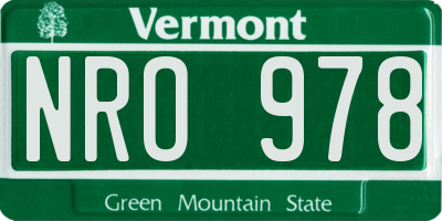 VT license plate NRO978