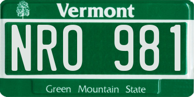 VT license plate NRO981