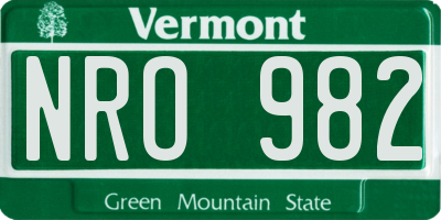 VT license plate NRO982