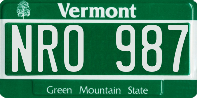VT license plate NRO987