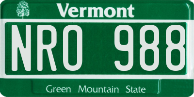 VT license plate NRO988
