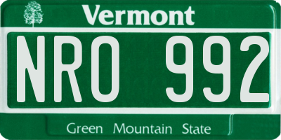 VT license plate NRO992