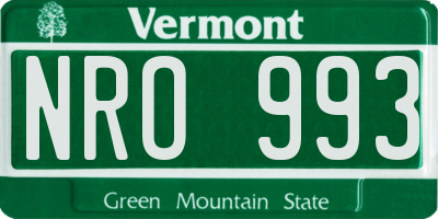 VT license plate NRO993