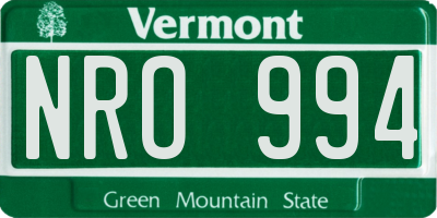 VT license plate NRO994