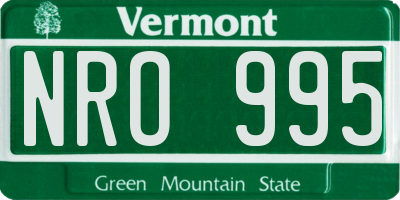 VT license plate NRO995