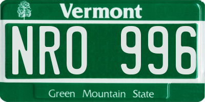 VT license plate NRO996