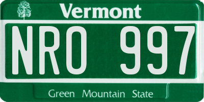 VT license plate NRO997