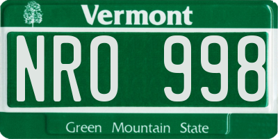 VT license plate NRO998