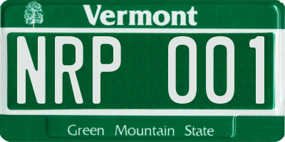 VT license plate NRP001