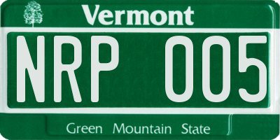 VT license plate NRP005