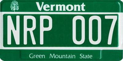 VT license plate NRP007
