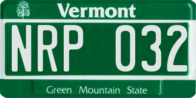 VT license plate NRP032