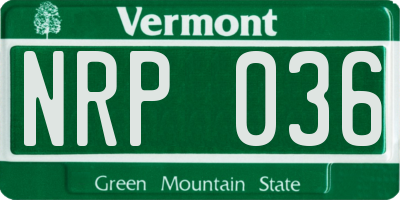 VT license plate NRP036