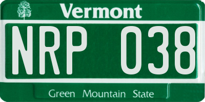 VT license plate NRP038