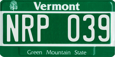 VT license plate NRP039