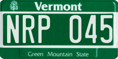 VT license plate NRP045