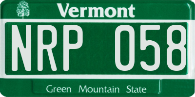 VT license plate NRP058
